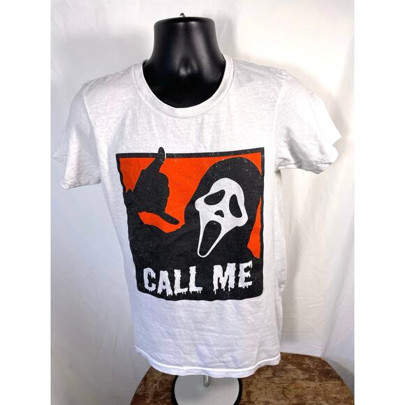 Ghost Face “Call Me” Horror Tee White Bioworld Size S - Picture 1 of 6